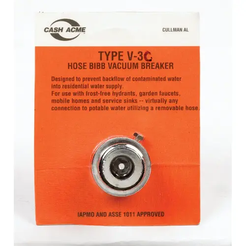 Cash Acme 17195-0000 Vacuum Breaker V-3 3/4 Thread T X 3/4 S Thread Brass Chrome Plated