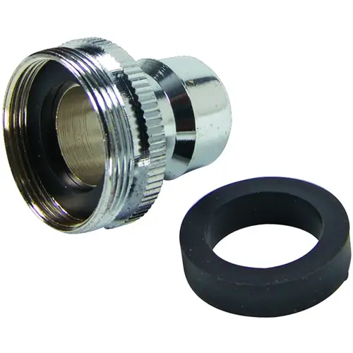 Danco 36108E Dishwasher Snap Adapter, 15/16-27 x 55/64-27 in, Threaded, Brass, Chrome Plated