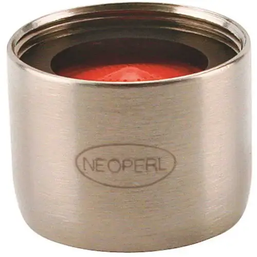 National Brand Alternative 5403605 Perlator 2.2 GPM 55/64 in. - 27 Regular Female Faucet Aerator, Brushed Nickel Red/brushed nickel