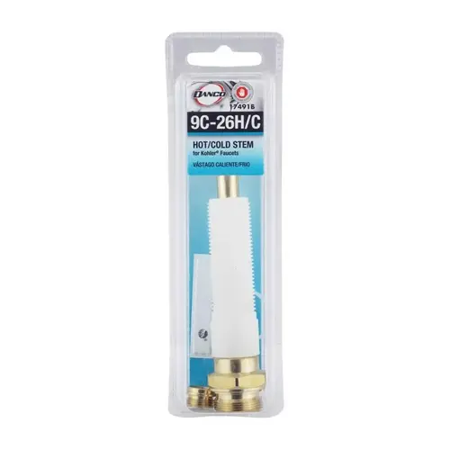 Danco 17491B Faucet Stem, Brass/Plastic, 4-7/32 in L, For: Kohler Two Handle Sink, Lavatory and Bath Faucets