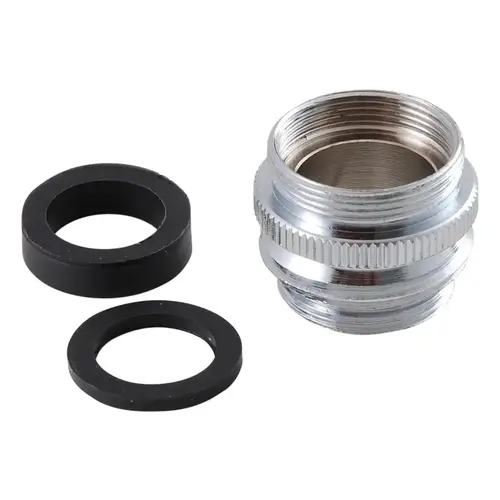 LDR 530 2050 Washing Machine Adapter Dual Thread 15/16"-27M, 075 GHT x 55/64"-27F Chrome Plated Chrome Plated
