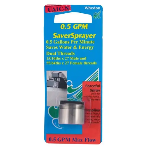 Whedon UA1C-N Faucet Aerator SaverSprayer Dual Thread 15/16"- 27M x 55/64"-27F Brushed Nickel Brushed Nickel