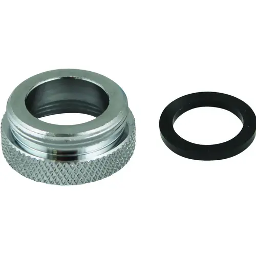 Plumb Pak PP800-61LF Faucet Aerator Adapter, 3/4-27 x 55/64-27 in, Female x Male, Chrome Plated