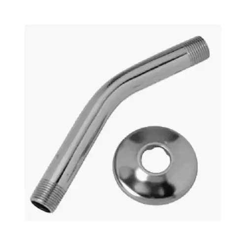 Master Plumber 319-103 Shower Arm & Flange, Metal Chrome Finish, .5-In. Male Iron Pipe x 8-In.