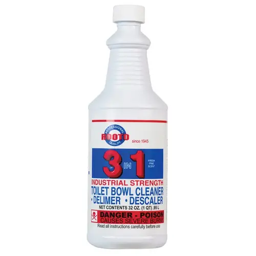 Rooto 1090 Toilet Bowl Cleaner and Delimer 3-in-1"dustrial Strength Fresh Pine Scent 32 oz Liquid