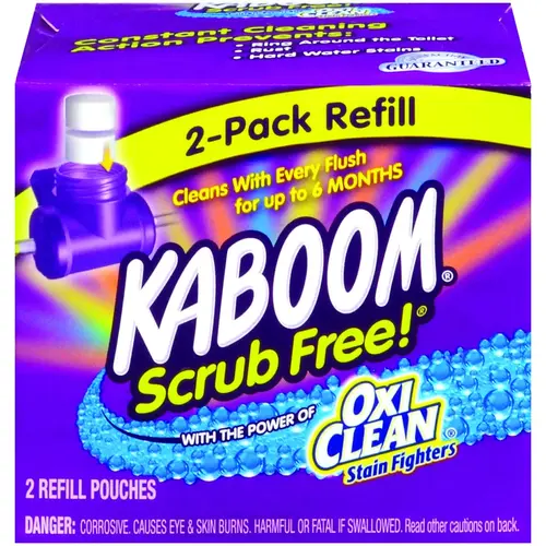 Kaboom 35261 Toilet Cleaning System Refill, Granular, Chlorine, White Pair