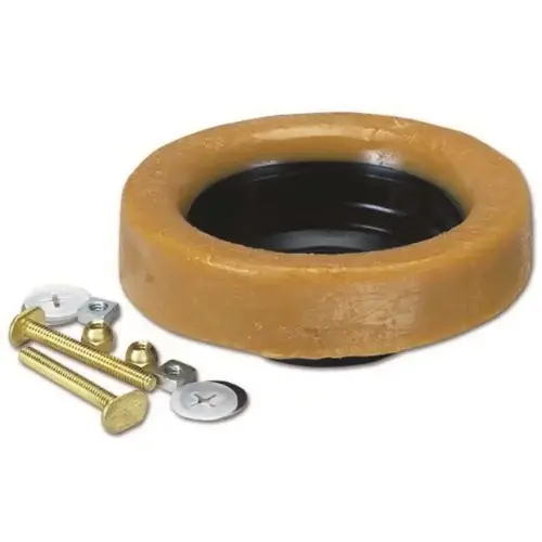 Oatey 90203 Jumbo Johni-Ring with Horn and 1/4 in. x 3-1/2 in. Extra-Long Bolts Toilet Wax Ring Combo Pack Brass