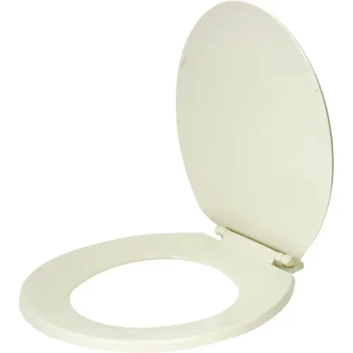 ProSource KJ-883A1-BN Toilet Seat, Round, Plastic, Bone, Plastic Hinge