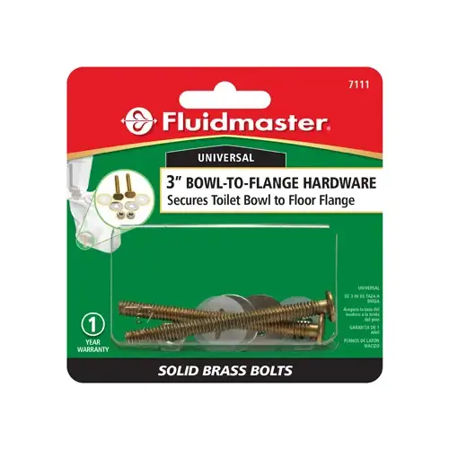 Fluidmaster 7111-XCP10 Bowl-to-Floor Bolt, Brass - pack of 10