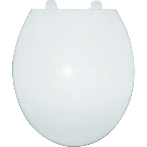 ProSource Q-328-WH Toilet Seat, Round, Polypropylene, White, Plastic Hinge