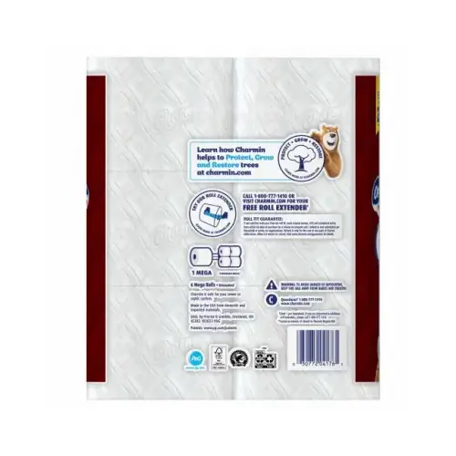 CHARMIN 04176 Ultra Strong Bathroom Tissue, 2-Ply, Paper White - pack of 6