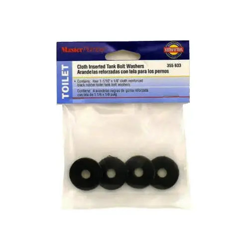 Master Plumber 355633 Tank Bolt Washers, Black, Rubber - pack of 4