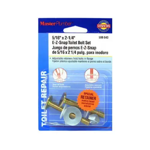 Master Plumber 599043 Snap-Off Toilet Flange Bolt Set Pair