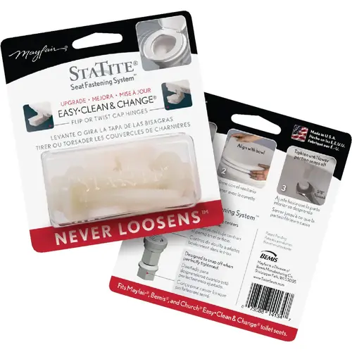Mayfair STATITEKIT 3/4" x 2-1/2" Nylon Toilet Seat Bolt, Includes Nuts and Washers Silver/White