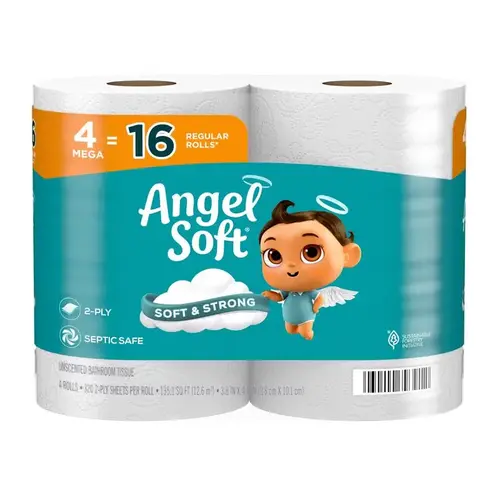 ANGEL SOFT 79391 Toilet Paper 4 Rolls 320 sheet 405.33 sq ft White