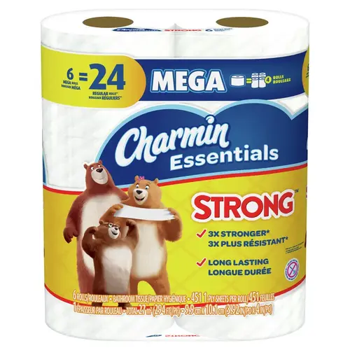 CHARMIN 97342-XCP3 Toilet Paper Strong 6 Rolls 451 sheet White - pack of 3