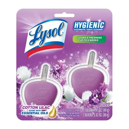LYSOL 1920083722-XCP4 Automatic Toilet Bowl Cleaner Hygienic Cotton Lilac Scent 2.82 oz Table - 2 per pack x4 packs