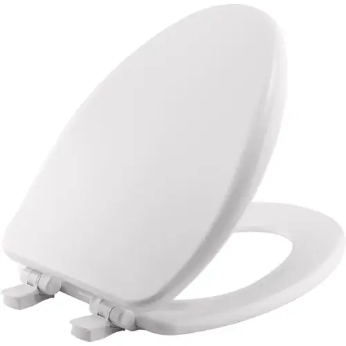 Mayfair 164SLOW-000 164SLOW 000 Toilet Seat, Elongated, Wood, White, Easy Clean and Change Hinge