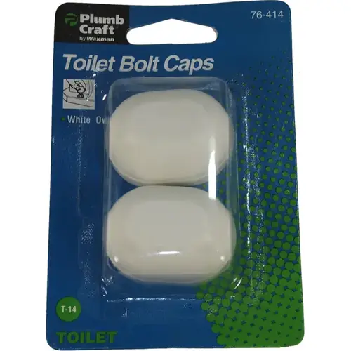 PlumbCraft 7641400T Toilet Bolt Caps White Plastic White Pair
