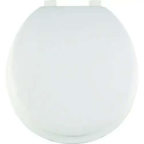 ProSource S001-WH Toilet Seat, Round, PP, White, Plastic Hinge