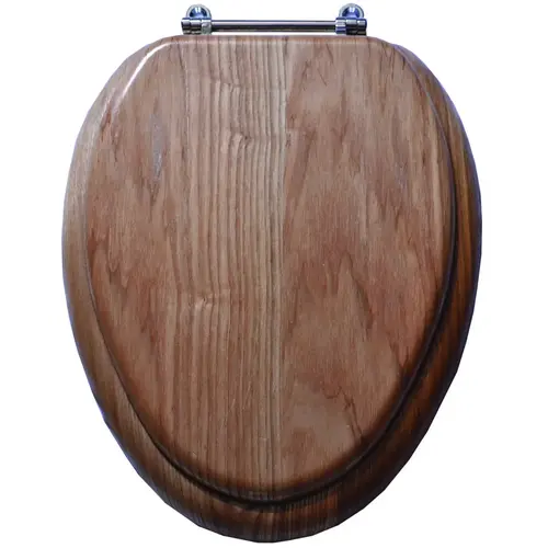ProSource T-19WO-3L-C Toilet Seat, Elongated, MDF with Plastic Wood Veneer, Wood Color, Bar Hinge