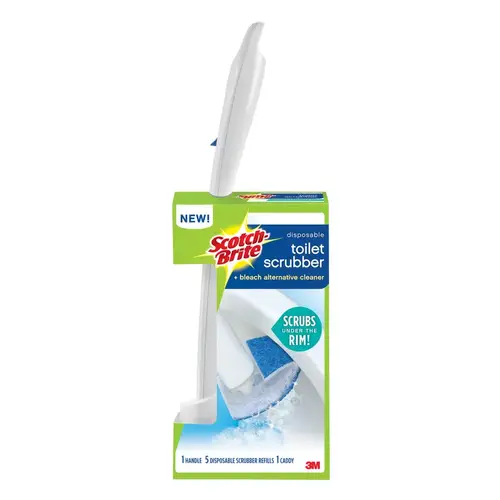 Scotch-Brite 558-SK-4NP Disposable Toilet Scrubber Cleaning System, 1 Wand/5 Refill Sponges White