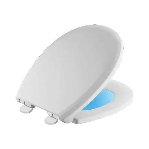 Delta Faucet 803902-N-WH Night Light Toilet Seat, Round, Slow-Close Feature