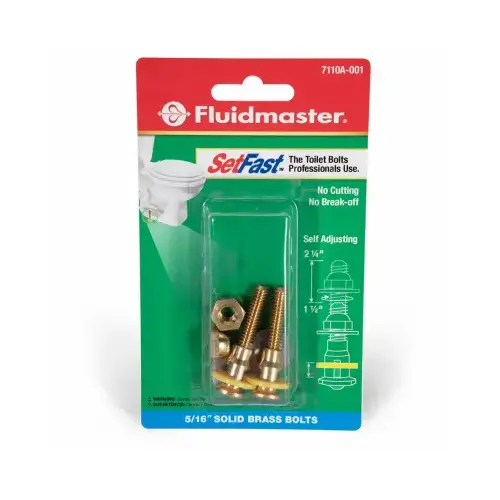 Fluidmaster 7110A-003-P5 SETFAST Series Toilet Bolt Set, 2-Piece, Brass Pair