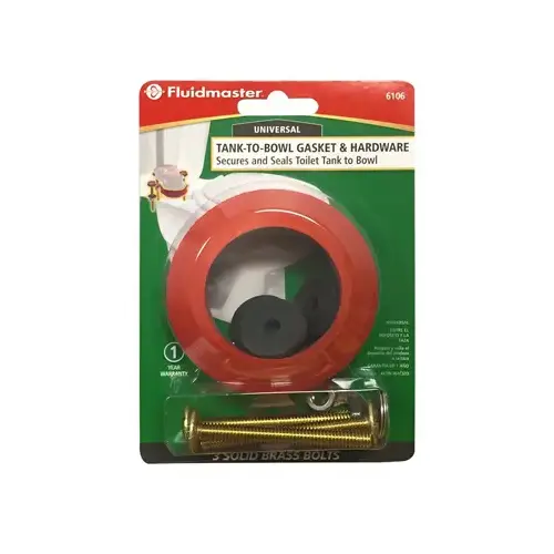 Fluidmaster 6106 Toilet Tank-to-Bowl Gasket, Solid Brass/Sponge Rubber