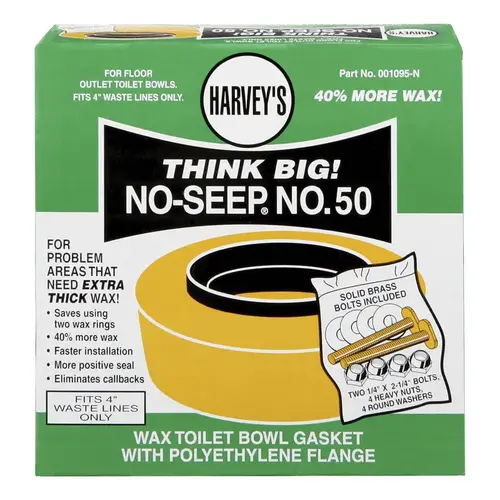 Harvey's 001095-N Toilet Bowl Gasket with Wax & Flange Polyethylene