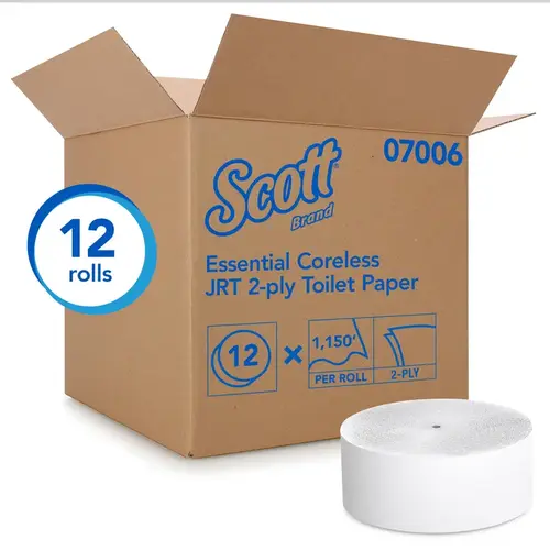 SCOTT 07006 Scott Coreless JRT Jr Bathroom Tissue, 3.78 in x 1,150 ft White
