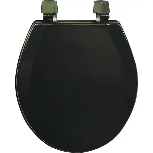 BEMIS H500AR047 Toilet Seat, Round, Wood, Black, Adjustable Hinge