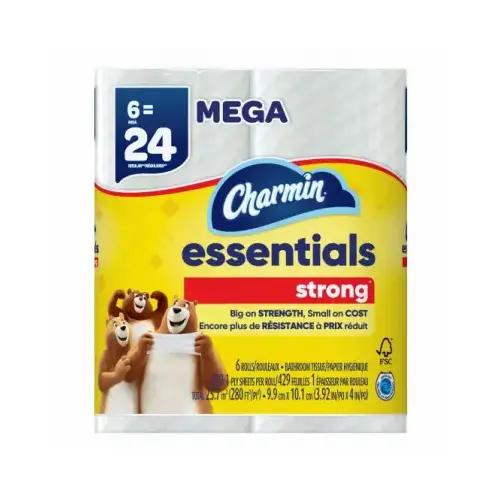 CHARMIN 04515-XCP3 Essentials Strong Toilet Paper, 429 Sheets Per Mega Roll, 6-Rolls - pack of 3