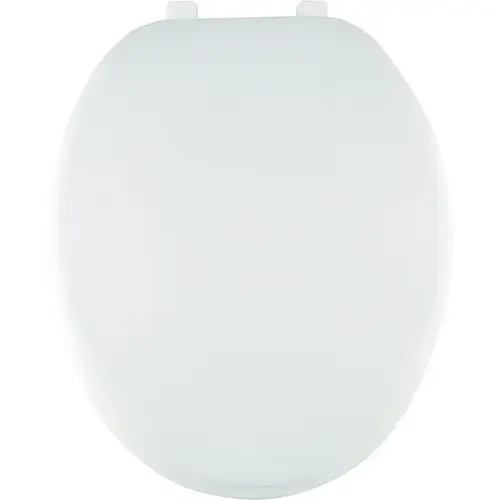 ProSource ES001-WH Toilet Seat, Elongated, PP, White, Plastic Hinge