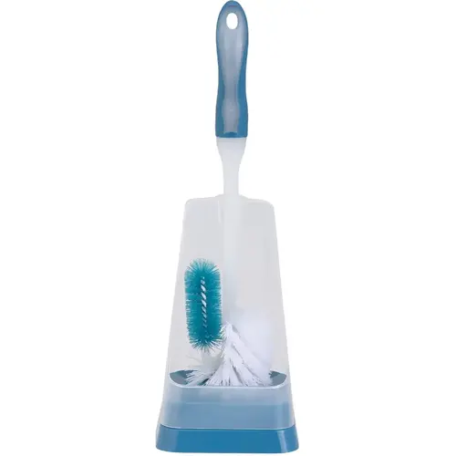 UNBRANDED 630373 15.5 In. Polyproylene Bristle Toilet Bowl Brush Set Blue