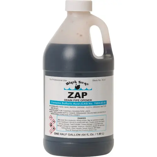 Black Swan Mfg. Co. 09025 Zap Sulfuric Acid Drain Opener with Odor Blanket, 1/2 Gal.