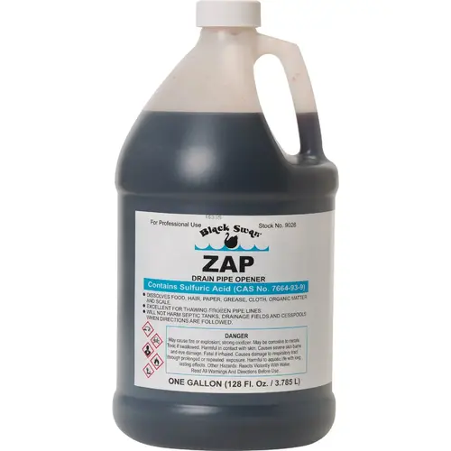 Black Swan Mfg. Co. 09026 Zap Sulfuric Acid Drain Opener with Odor Blanket, 1 Gal.