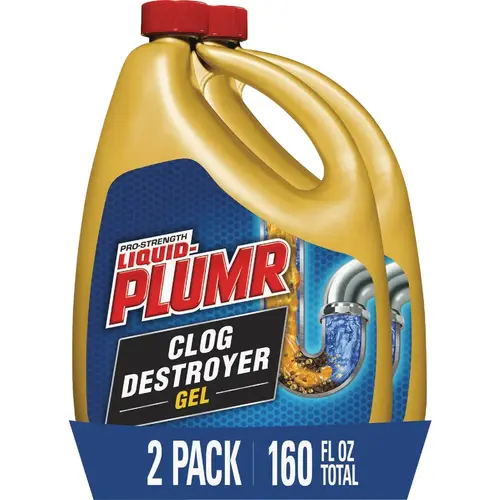 Liquid-Plumr 00227 80 Oz. Pro-Strength Full Drain Clog Destroyer - pack of 2
