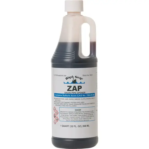 Black Swan Mfg. Co. 09019 Zap Sulfuric Acid Drain Opener with Odor Blanket, 1 Pt.
