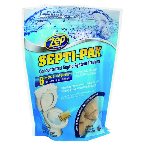 Zep, Inc. ZSTP6-XCP6 Septic Defense  Tank and Cesspool Treatment, 12 oz, Packet - pack of 6