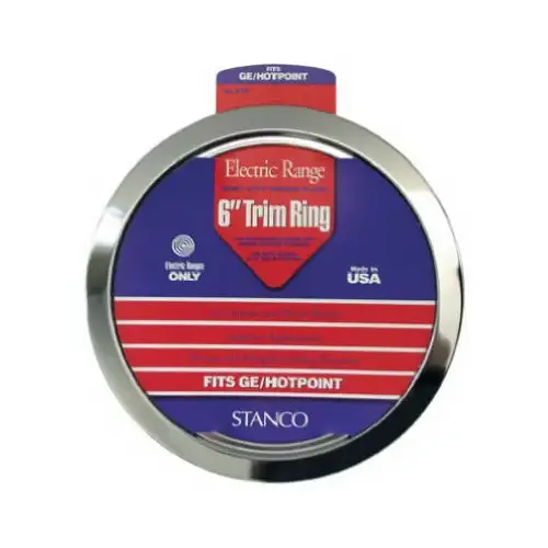 Stanco GT-6 Electric Range Trim Ring, Chromed Steel, 6 In.