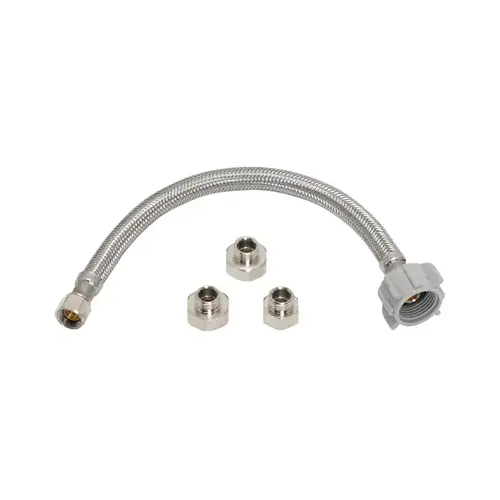 Homewerks Worldwide 7233-12-38-5 Universal Toilet Connector, Stainless Steel, 3/8-In. Compression x 1/2-In. Compression x 1/2-In. Female Iron Pipe, 12-In.