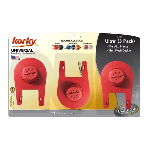 Korky 100TP Toilet Flapper, Rubber Red