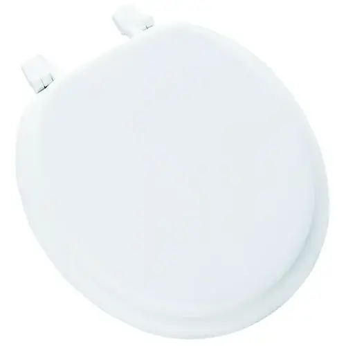 Mayfair 11-000 Toilet Seat, Round, Plastic, White, Top-Tite Hinge