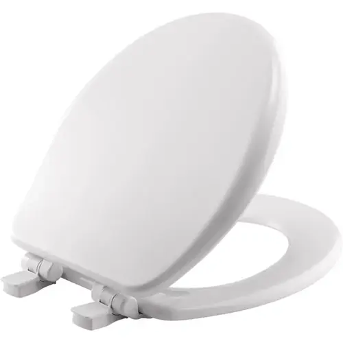 Mayfair 64SLOW-000 64SLOW 000 Toilet Seat, Round, Wood, White, Adjustable, Easy Clean and Change Hinge