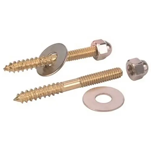 Proplus 192024 Closet Screws 1/4 in. x 3-1/2 in. Brass Plated Pack of 2