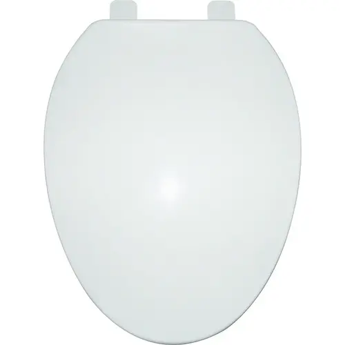 ProSource Q-019-WH Toilet Seat, Elongated, Polypropylene, White, Plastic Hinge