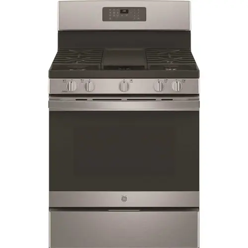 GE JGB660SPSS 30 in. 5 cu. ft. Gas Range with Self-Cleaning Oven in Stainless Steel with Griddle