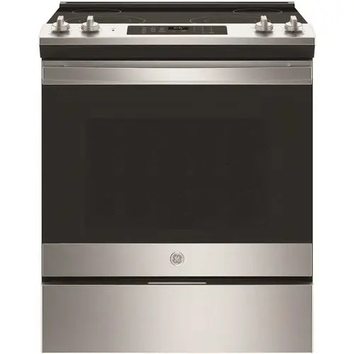 GE JS645SLSS 30 in. 5.3 cu. ft. Slide-In Electric Range in Stainless Steel with Self Clean