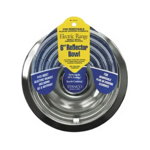 Stanco 701-6 Electric Range Reflector Bowl, Removable Element, Chrome, 6 In.